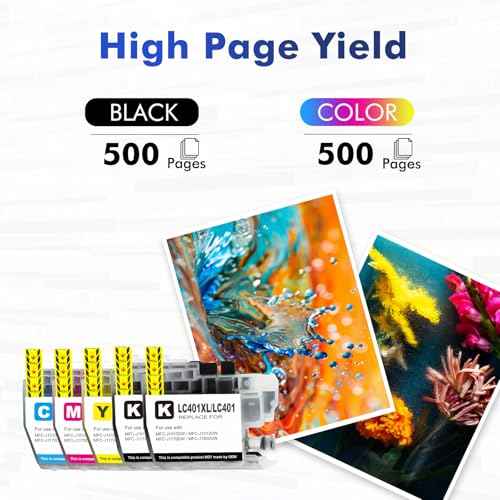 LC401XL LC401 MFC-J1010DW Ink Cartridges for Brother Printer LC401 XL Ink Cartridges Compatible for Brother MFC-J1010DW MFC-J1170DW MFC-J1012DW MFC-J1800DW - 5 Pack 2 Black Cyan Magenta Yellow
