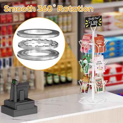 ORLESS Greeting Card Rack Display Stand, 3 Tier Rotating Card Holder Display Retail, 12 Pocket Metal Postcard Holder Display Stand, Greeting Card Holder for Postcards, Brochures, Stickers, Showcase(White)
