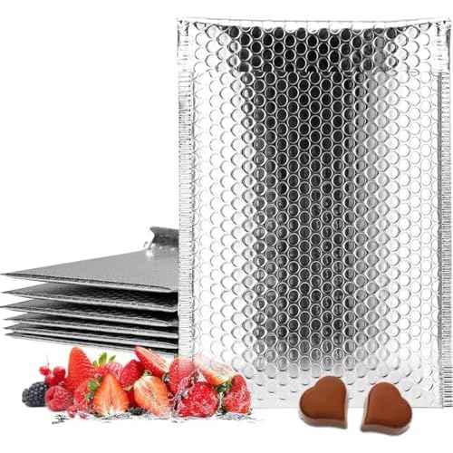 Thermal Bubble Mailer 8 x 11 Inch, Self Seal Cool Bubble Mailers 25 Pack,Insulated Bubble Mailers for Cold Shipping,Foil Mailing Envelopes,Silver Insulated Shipping Bags for Food,Cosmetics