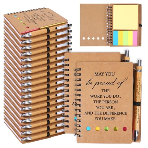 30 Pack Inspirational Spiral Notebook, Employee Appreciation Gifts Bulk Journals with Sticky Note Pen, Note Pads for Employees for Nurse Teacher Team Employees Coworker Volunteer Thank You Gifts