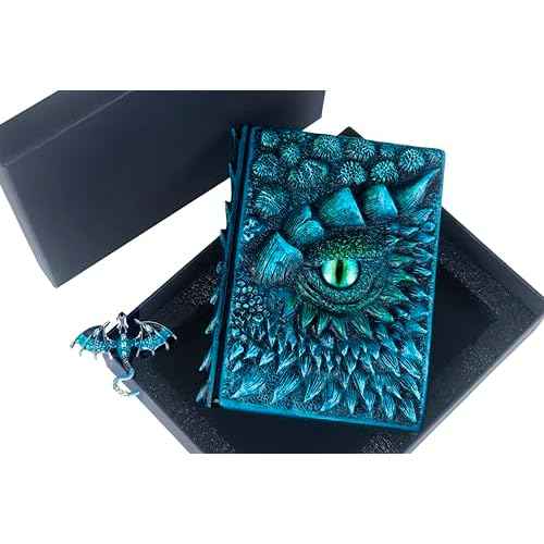 3D Dragon Eye Embossed Journal,Resin Engraving Notebook,Dnd notebook for Dragon Lovers £¬Blank Paper,Hardcover Travel Notepad for Writing,Sketchbook,Collection,Gift,Decoration A4 and A5 Size (A5-Blue
