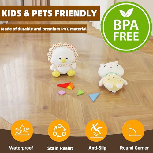 Royhom Clear Chair mat for Hardwood Floor 48 x 96 Inches, Clear Floor Mat for Rolling Chairs, Desk Hard Surface Pad, Waterproof Rectangle Protector Pad