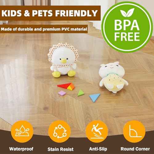 Royhom Clear Chair mat for Hardwood Floor 48 x 60 Inches, Clear Floor Mat for Rolling Chairs, Desk Hard Surface Pad, Waterproof Rectangle Protector Pad