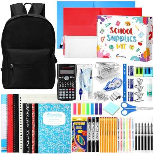126 Pcs 2025 Middle High School Supplies Kit with Backpack for Student 7-12 Grades, Back to School Supplies Bulk Bundle Essential Notebook Calculator for Senior Student(Black)