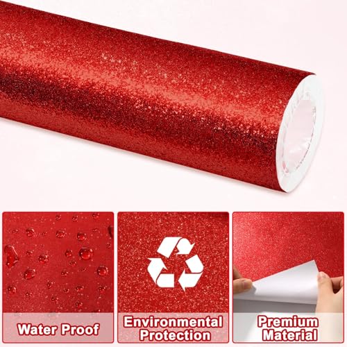 Deep Red Glitter Bulletin Board Paper Roll for Decorations & Crafts