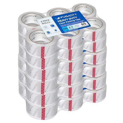 FugaCity Clearer Packing Tape Refills (36 Rolls),Heavy Duty Packaging Tape for Moving Sealing, Moving Supplies Shipping Tape,2.7 Mil Thick, 1.88 in Wide,65 Yards Per Roll,Total 2340 Yards