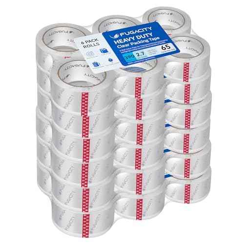FugaCity Clear Packing Tape Refills (36 Rolls),Heavy Duty Packaging Tape for Moving Sealing, Moving Supplies,2.7 Mil Thick, 1.88 in Wide,65 Yards Per Roll,Total 2340 Yards