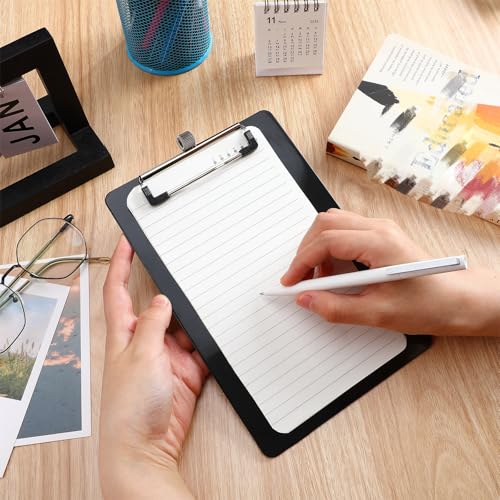 Sabary 48 Pack Bulk Mini Clipboards with Pen Holder Clip Black A5 Memo Clipboard 6x9 Plastic Check Presenters for Restaurants School Office Hotel Shopping List (Pen Not Included)