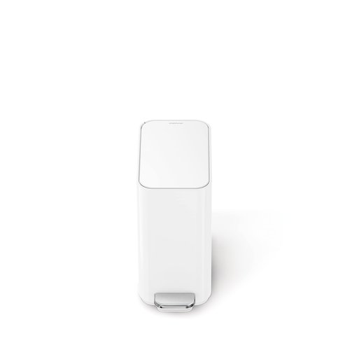 simplehuman Small Bathroom Trash Can with Lid, Stainless Steel Waste Basket, 5 Liter / 1.3 Gallon, White