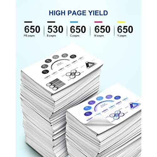 410 XL Ink Cartridges Remanufactured for Epson 410XL Ink Cartridges 5 Pack to Use with Epson Expression XP-7100 XP-830 XP-640 XP-630 XP-635 XP-530 Printers (Black, Cyan, Magenta, Yellow, Photo Black)