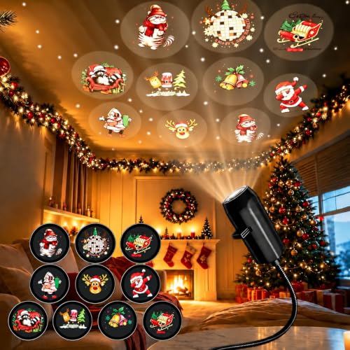 SGRTNN 10 Pcs Holiday Projector Light Indoor Christmas Halloween Home Decorations