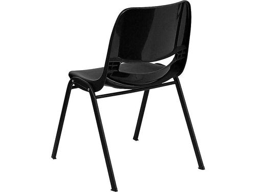 Flash Furniture HERCULES Series 880 lb. Capacity Black Ergonomic Shell Stack Chair with Black Frame