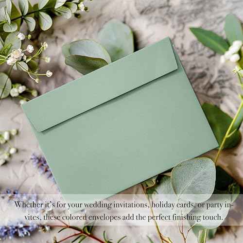50 Packs 5x7 Envelopes, Sage Green 5x7 Envelopes for Invitations, Wedding, Postcards, Greeting Cards, Mailing