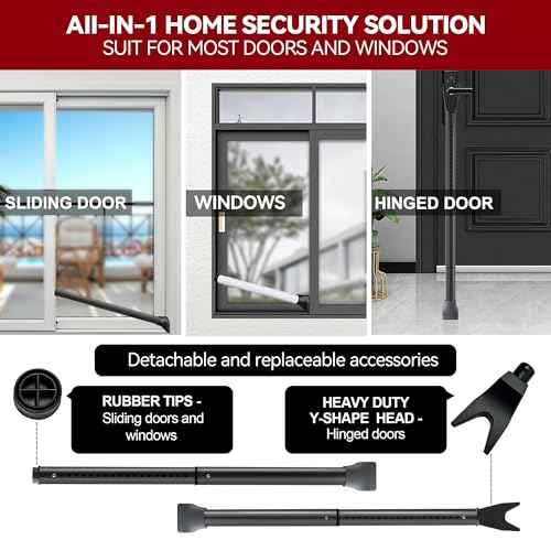 AceMining Upgraded Door Security Bar & Sliding Patio Bar, Heavy Duty Stoppers Adjustable Jammer for Home, Apartment, Travel (2 Pack,Black)