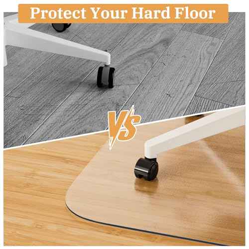 Office Chair Mat for Hardwood Floor, 46" x 60" Clear Plastic Desk Floor Protector, Heavy Duty Non-Slip Chair Mat for Rolling or Gaming Chairs, Durable Computer Mat for Home Office