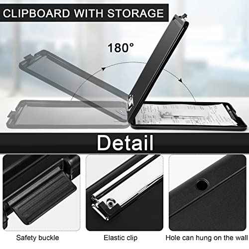 Geyee 8 Pcs Clipboard with Storage Plastic Foldable Nursing Clipboard Storage with Pen Holder 9. 5 x 13. 4 Inch Foldable Clip Board with Low Profile Clip for Student Teacher Nurse Office Supplies