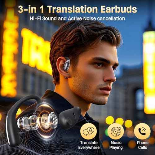 Ai Translation Earbuds, Real Time 3-in-1 Translator Earbuds 144 Language with APP Compatible with iOS & Android,Wireless Bluetooth Headphones Translating Device for Travel Business and Learning