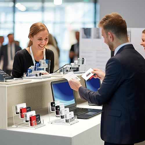 NIUBEE Clear Business Cards Holders 4 Tier Acrylic Card Holder for Business Cards, 4 Slots Business Card Display for Desk Counter, 300 Card Capacity, 1 Pack