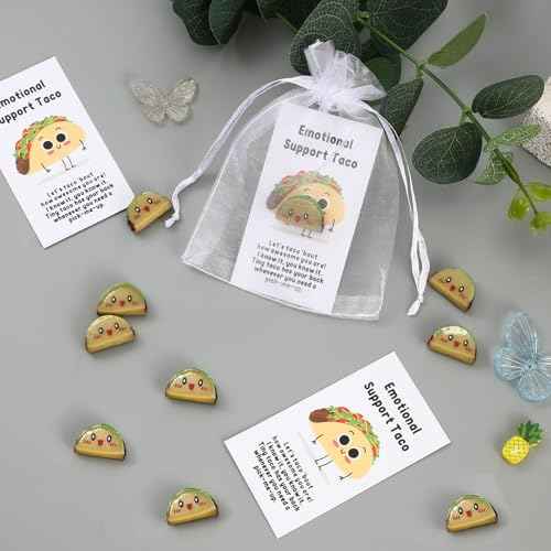 Huwena 100 Emotional Positive Resin Support Gift Bulk for Coworker Christmas Employee Appreciation Gifts with Inspirational Cards for Team Staff Nurse Teacher Classroom Rewards (Taco)