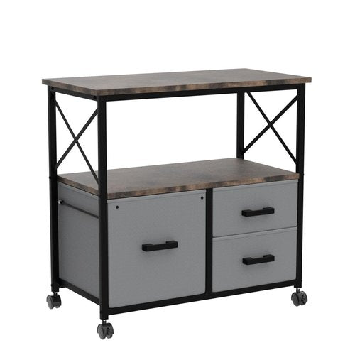 Alkmaar 3-Drawer Lateral File Cabinet, Mobile, Rustic Grey, Fits A4/Letter Size, Wheeled, 25.3 lbs, 29.5" W x 15.7" D x 24.3" H, Home Office