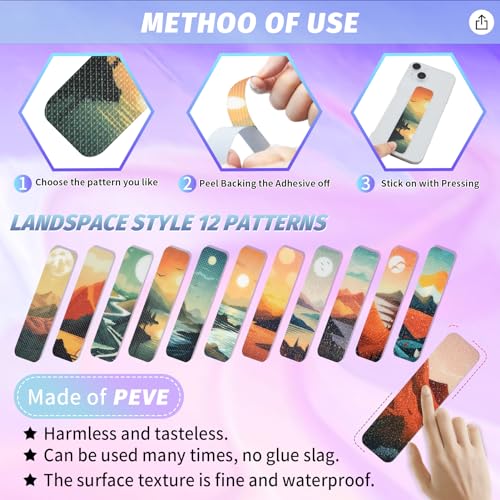 TOEMUR 36 Pcs Sensory Stickers with Textures – Landscape Style Adult Fidget & Anxiety Relief Strips