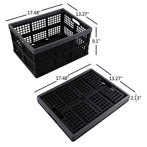 Pekky 34 Quart Plastic Milk Crates Stackable, Collapsible Storage Crate, 4 Packs