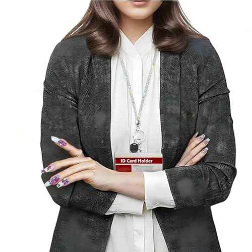 Fashion 34.8'' Sparkle All Round Strap Crystal Neck Lanyard,Exclusive Bling Work Name Card Holder,Rhinestone Cellphone Necklace ID Badge Reel Clip for Women,Bonus Cellphone Safety Tab(AB White,1PC)