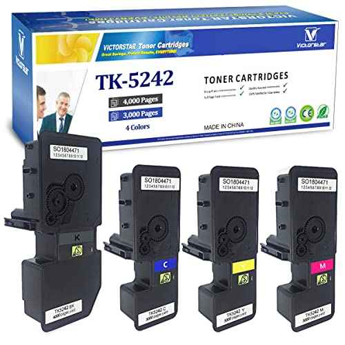VICTORSTAR @ Compatible Toner Cartridge TK5242 TK-5242 for Kyocera ECOSYS P5026cdn / P5026cdw / M5526cdn / M5526cdw Laser Printers (4 Colors)