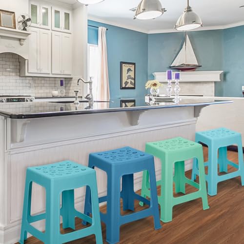 TURSTIN 6 Pack Multi-Color Plastic Nesting Stools - 16.9 Inch Backless Chairs for Classroom, Office & Home
