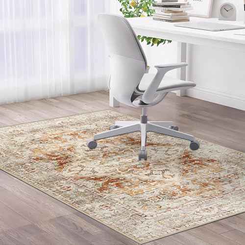 Office Chair Mat for Hard Floors & Tile Floor, 48¡¯¡¯ X 60¡¯¡¯ Anti Slip Desk Mat for Hardwood Floor, Computer Gaming Room, Low Pile Carpet Floor, Orange