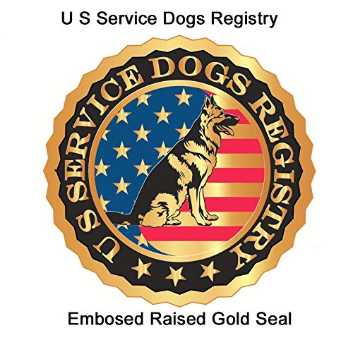 Official Certified Service Dog Customized Certificate with Raised Embossed Gold Seal | Includes Registration at US Service Dogs Registry