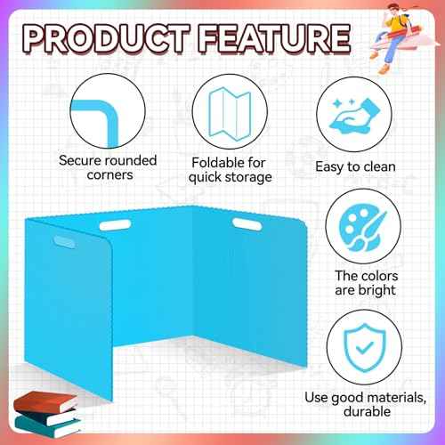 24 Pcs Desk Dividers for Students Plastic Durable and Waterproof Privacy Folders Shields Test Dividers with Classroom Privacy Boards for School Study Teacher Supplies (Blue)