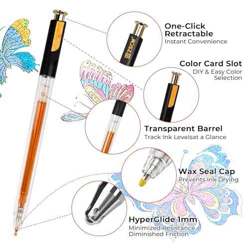 Retractable Super Glitter Gel Pens, 24 Colors Large Capacity Metallic Sparkle Gel Ink Pens, 1 mm Fine Point Smooth Writing Color Pen for Adult Coloring Book Note Taking Aesthetic Art Supplies