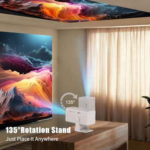 [Smart Projector with Apps] 4K Supported Mini Projector with Wifi and Bluetooth, XENPONAD Movie Projector for Bedroom Celling Camping & Outdoor Use, Portable Projector with Speaker, Auto Keystone