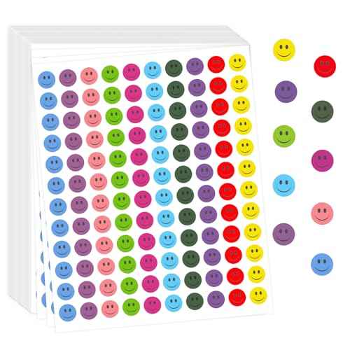 6000 PCS Smiley Face Stickers, Small Happy Face Stickers, 10 Colors Happy Faces Decal Sticker, Mini Incentive Reward Sticker for Kids, Round Behavior Chart Decals for Students Teachers Supplies