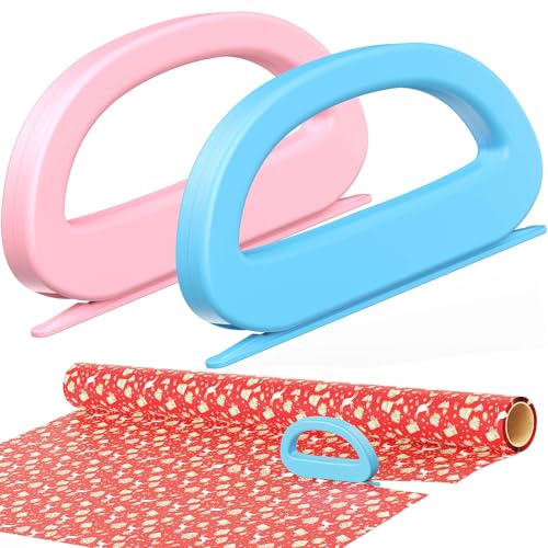 Dual Ended Gift Wrap Cutter 2-Pack with 4 Blades, Safe & Portable for Christmas & Birthdays