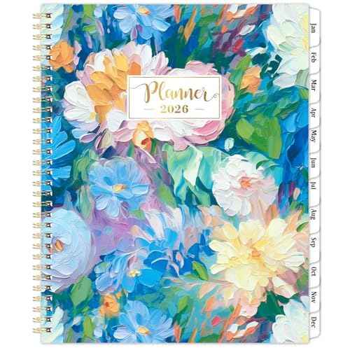 2026 Planner - 2026 Planner Daily Weekly and Monthly, Jan 2026 - Dec 2026, 8.5" x 11", Colorful Tabs, Back Pocket, Perfect Daily Organizer - Floral