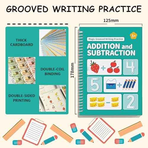 Tracetrek Workbook, Trace Trek Workbook Set - Magic Grooved Writting Practice, Reusable Grooved Handwriting Workbooks, Letter and Number Tracing Book (1pc)