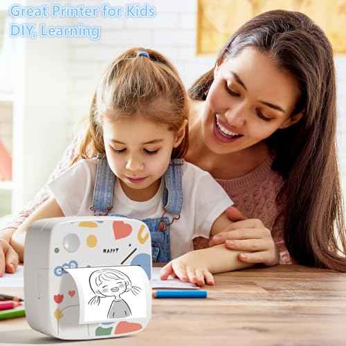 Sticker Printer with 9 Rolls Thermal Paper, Little Thermal Printer Compatible with iOS & Android, Pocket Inkless Mini Sticker Maker, Label Maker Machine for Study, Journal, Memo, Notes