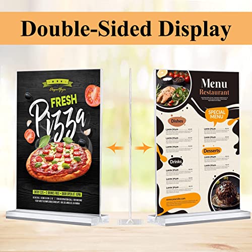 Arrobust Acrylic Sign Holder 8.5 x 11 Inches, 12 Pack Clear Display Table Top Signs Stand, Double Sided Vertical Flyer Holder ,Plastic Frames Paper Holder for Stores Home Office Menu Retail Show Fair
