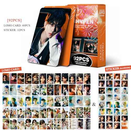 92 PCS Photocards Orange Blood Mini Album 60 PCS Lomo Cards Set, 32 PCS Kpop Stickers, Gift Merchandise for Boys and Girls