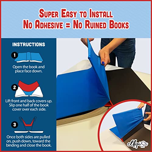 ELLOPI Light Blue Stretchable Book Cover - Jumbo Fits Most Textbooks Up to 11"
