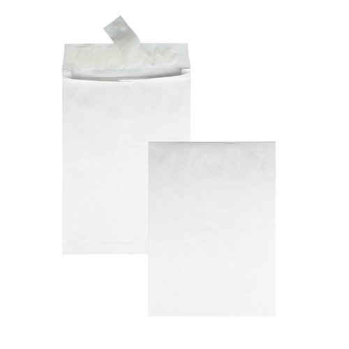 Quality Park Survivor Lightweight 14 lb Tyvek Open End 1.5" Expansion Mailers, 13 1/2, Square Flap, Redi-Strip Closure, 10 x 13, White, 25/Box