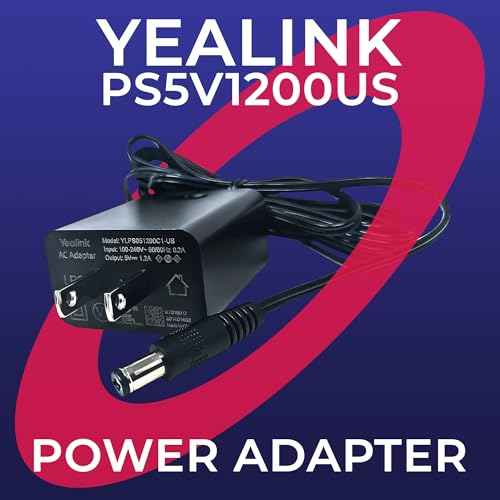 Yealink Power Adapter 5 Volt 1.2 Amp, Yealink Compatible Phones - T53, T53W, T26P, T27, T28P, T34W, T41P, T42G, T43U, T20P, T22P, MP50, Global Teck Microfiber