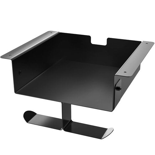 Ehaijia Stainless Steel Under Desk Storage Shelf with Dual Headset Hanger Hook Holder, Hidden Desk Drawer for Space Saving, Great Addition for Workstations, Easy to Install& holds up to 10 lbs