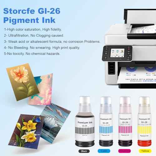 Pigment GI-26 GX7021 GX6021 Ink Refill Bottle Replacement for Canon GI-26 GI26 MegaTank Ink Set Used for Canon MAXIFY GX6020 GX7020 GX3020 GX4020 GX5020 GX5520X MegaTank GX5120 GX6120 GX7120 Printer
