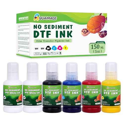 No Sediment Premium DTF Ink 900ML- DTF Transfer Ink for PET Film, Refill Ink for ET-8550 ET-8500 Printers, Heat Transfer Printing Ink Set 150mlx 6(2Wh+BKCMY)(Free ICC)