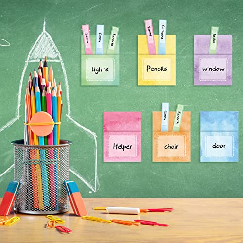 Watercolor Classroom Jobs Bulletin Board Set with 75 Pieces - Teacher Decor