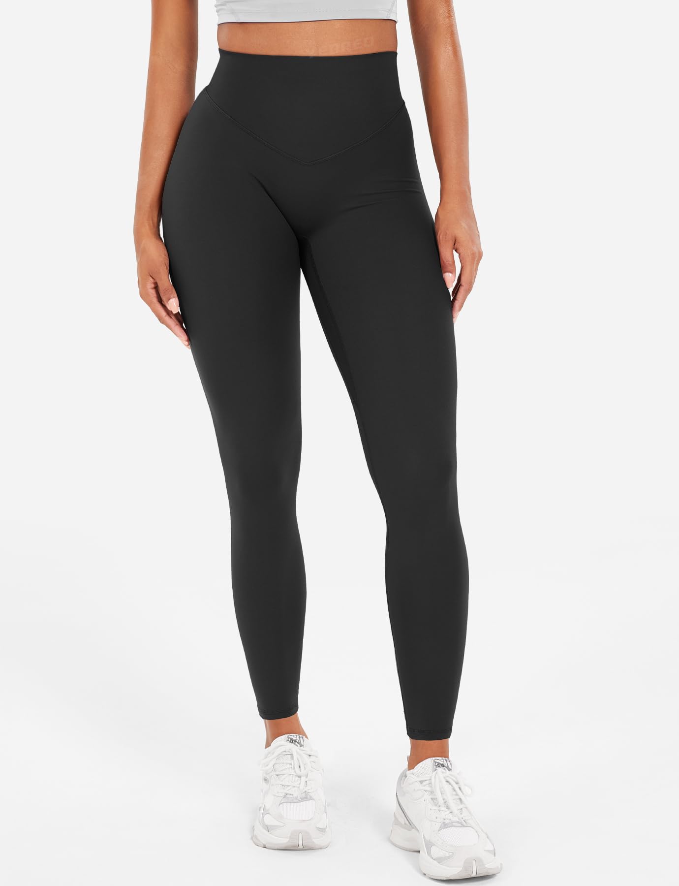 YEOREO Workout Leggings for Women Hidden Scrunch Tummy Control Leggings Agathia High Waisted Gym Yoga Pants Black L