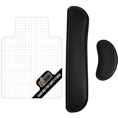Gorilla Grip Chair Desk Mat and Wrist Rest, Chair Mat Size 36x48, Plastic Computer Mat for Carpet, Wrist Rest Includes Mousepad Rest in Black, Stain Resistant, 2 Item Bundle